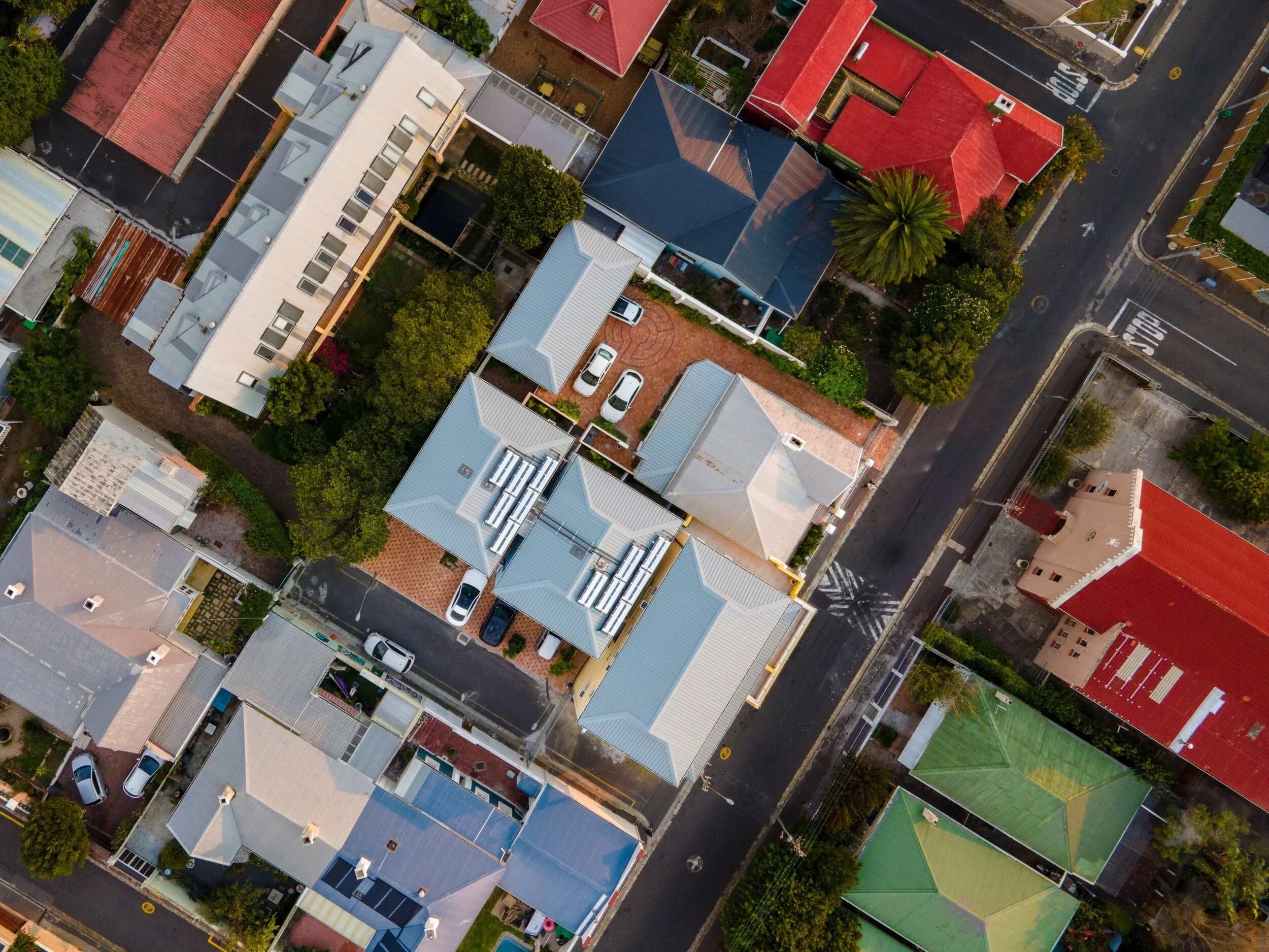 Aerial view of Mitra Mews and the surrounding Observatory streets